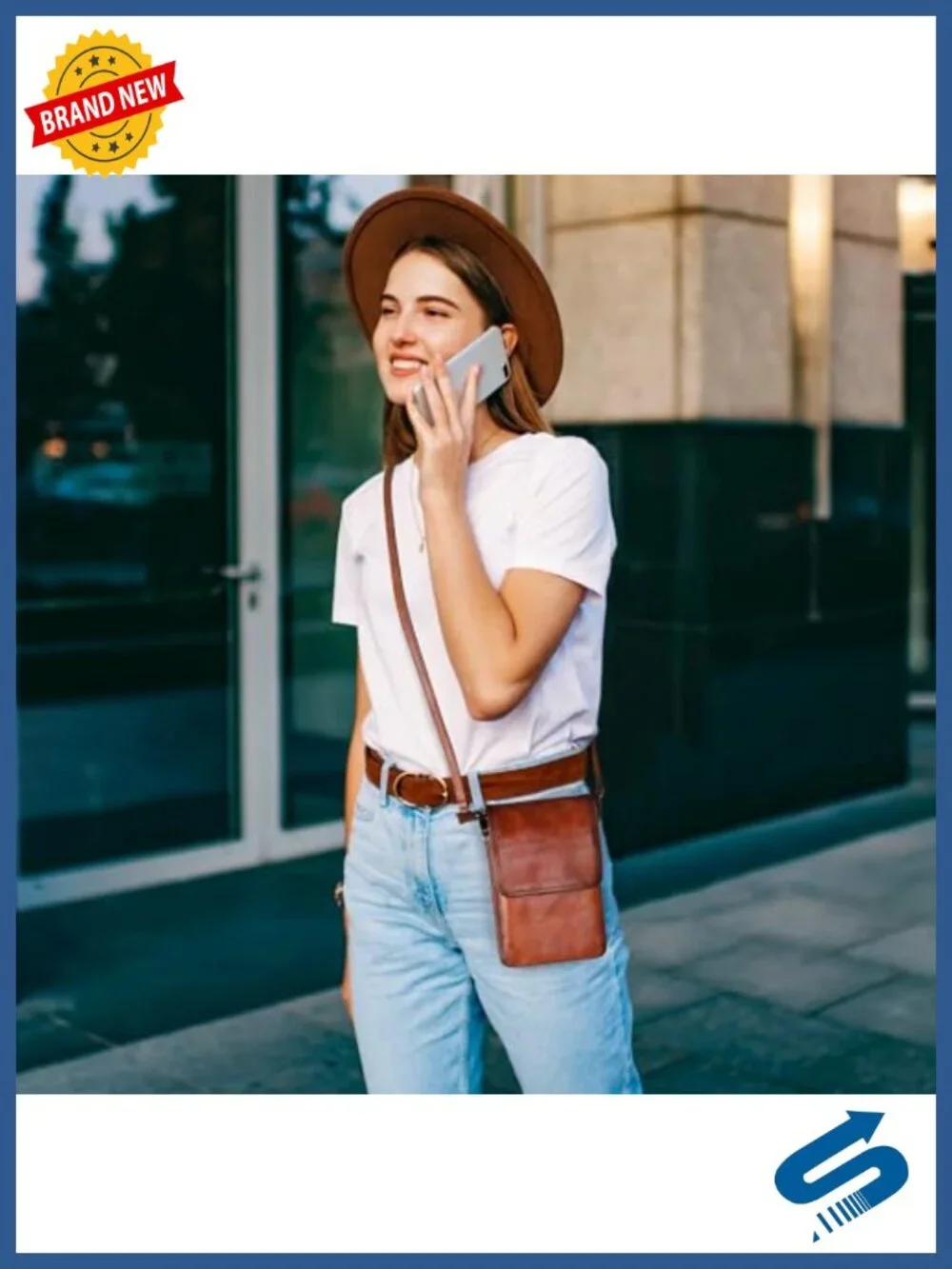 Genuine Leather RFID Blocking Crossbody Purse with Card Slots